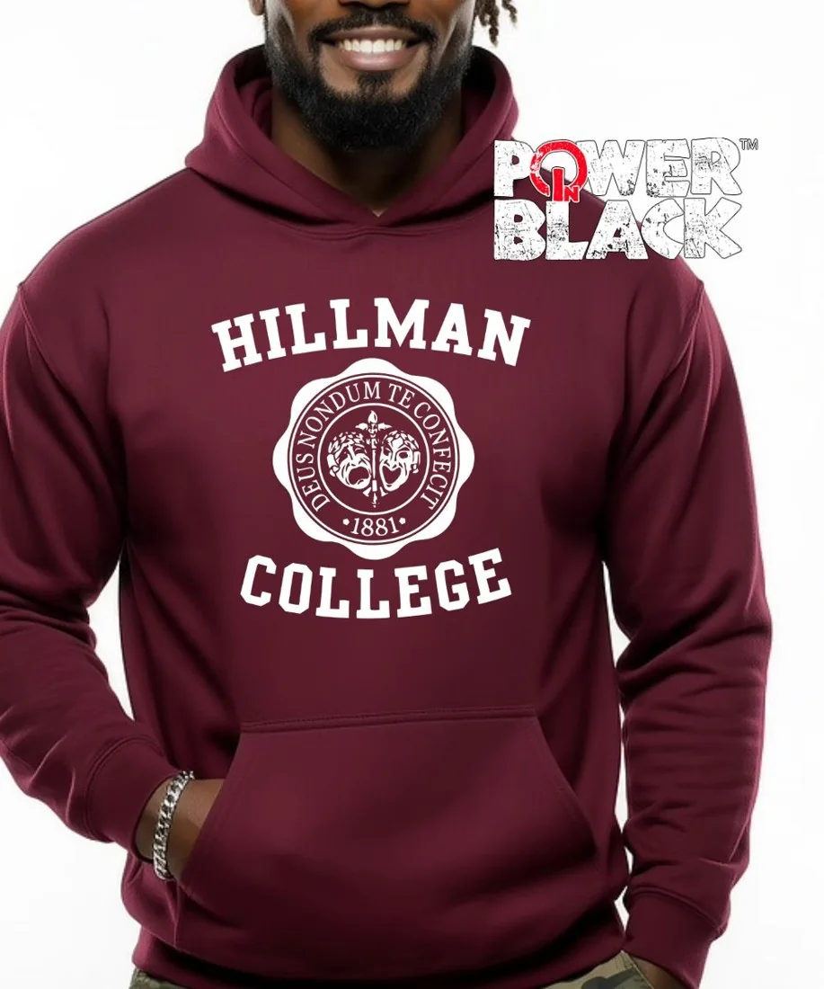 Power in Black Hillman College hoodie