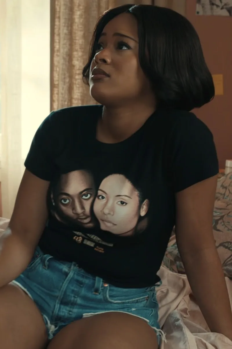 Deborah in a Playa Society Love and Basketball tee
